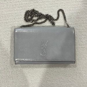 YVES SAINT LAURENT YSL silver blue cross body